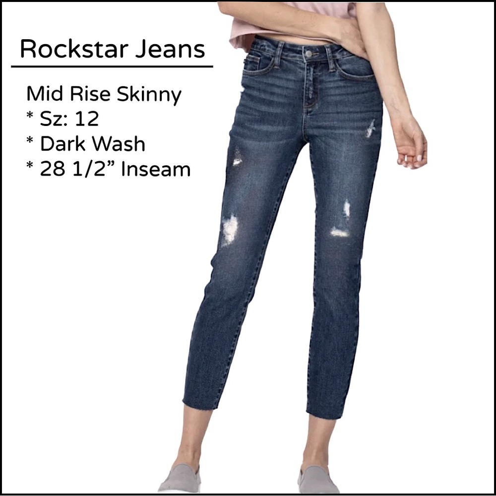 Old Navy Rockstar Distressed Skinny Jeans, Sz: 12, Mid Rise.